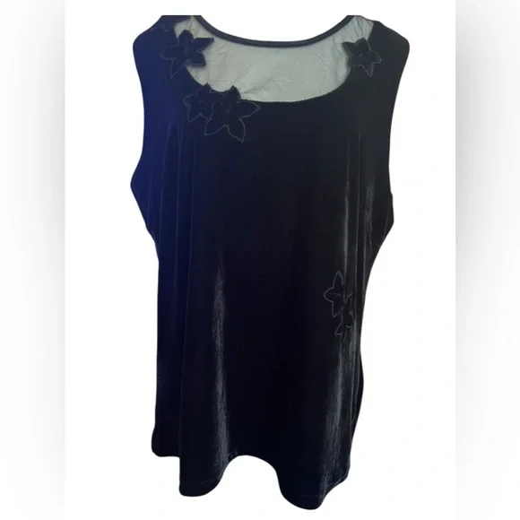 2000s Y2K Witchy Blouse Black Velvet Fairy Grunge Slinky 1X Whimsigoth Victorian - Picture 10 of 11